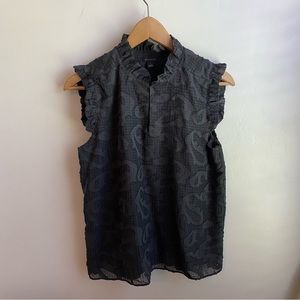 Ann Taylor Sz S Dark Gray Ruffle Sleeveless Top